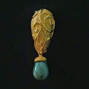 Barrera for Avon Vintage Venetian Mist Dangle Egg Brooch 3"
